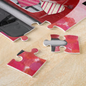 Schnauzer Dog Auto met hart Valentijnse Legpuzzel (Zijkant)