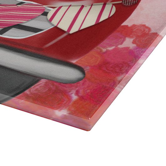 Schnauzer Dog Auto met hart Valentijnse Snijplank (Hoek)