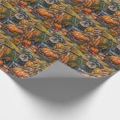 Schnauzer Dog Autumn Harvest Thanksgiving Cadeaupapier (Hoek)