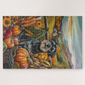 Schnauzer Dog Autumn Harvest Thanksgiving Legpuzzel (Horizontaal)