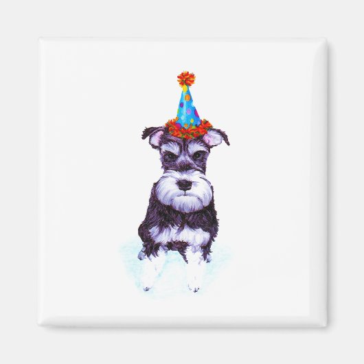 Schnauzer Dog Birthday Magneet (Voorkant)