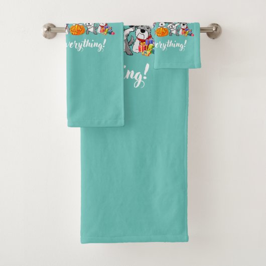 schnauzer dog blij met alles Thanksgiving xmas Bad Handdoek (Insitu)