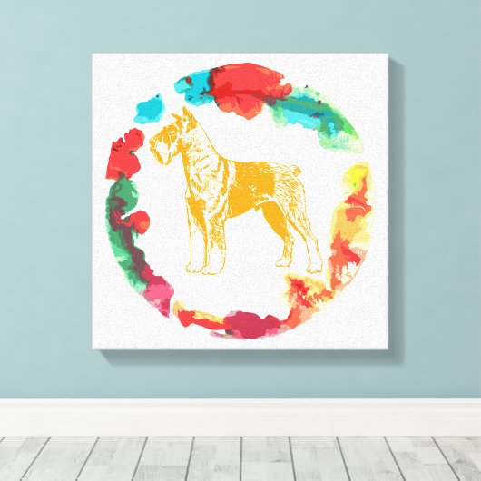 Schnauzer dog canvas afdruk (Insitu (Houten vloer))