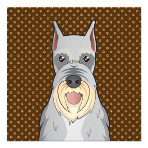 Schnauzer Dog Cartoon Paws Foto Afdruk