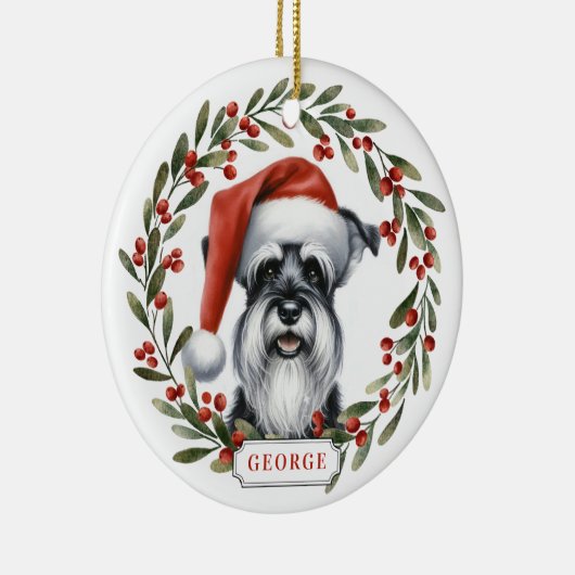 Schnauzer Dog Ceramic Circle Ornament (Rechts)