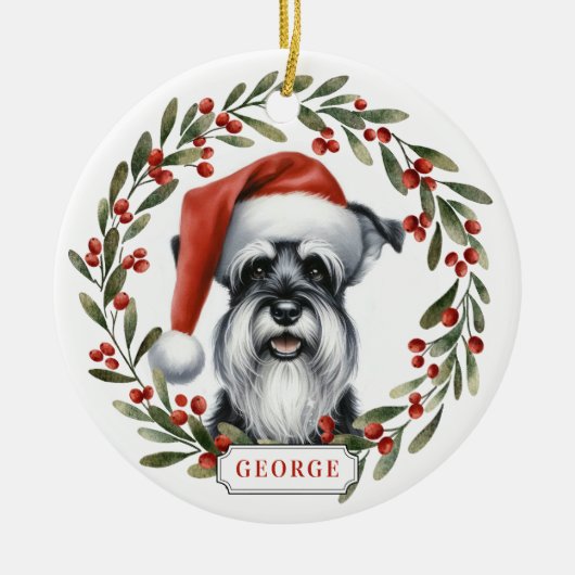 Schnauzer Dog Ceramic Circle Ornament (Voorkant)