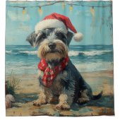 Schnauzer Dog Christmas  Beach Douchegordijn (Voorkant)
