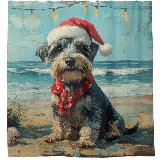 Schnauzer Dog Christmas  Beach Douchegordijn (Voorkant)