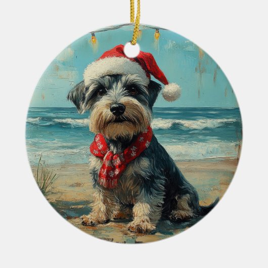 Schnauzer Dog Christmas  Beach Keramisch Ornament (Voorkant)