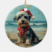 Schnauzer Dog Christmas  Beach Keramisch Ornament (Achterkant)