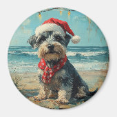 Schnauzer Dog Christmas  Beach Magneet (Voorkant)