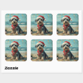 Schnauzer Dog Christmas  Beach Vierkante Sticker (Vel)