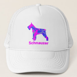 Schnauzer Dog Cute Pink & Blue Silhouette Trucker Pet