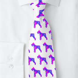 Schnauzer Dog Cute Pink Silhouette White Neck Stropdas