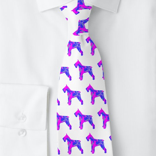 Schnauzer Dog Cute Pink Silhouette White Neck Stropdas