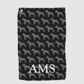 Schnauzer Dog Cute Silhouette Y&B Grid Black Golfhanddoek (Voorkant)