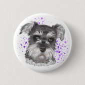 Schnauzer Dog Drawing Ronde Button 5,7 Cm (Voorkant)