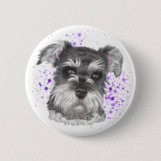 Schnauzer Dog Drawing Ronde Button 5,7 Cm (Voorkant)