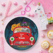 schnauzer Dog Driving Car Scary Halloween Papieren Bordje (Feest)