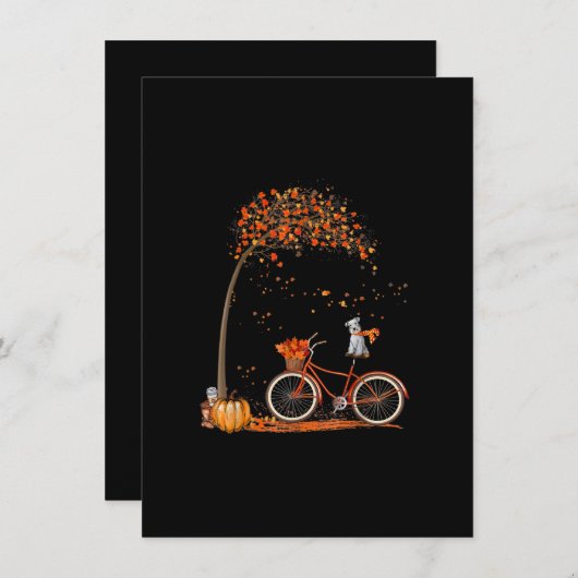 Schnauzer Dog en Pumpkins Bicycle Leaf Bedankkaart (Voorkant / Achterkant)