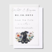 Schnauzer Dog en Wildflowers Bewaar de datum Vellum Uitnodigingen (Offset)
