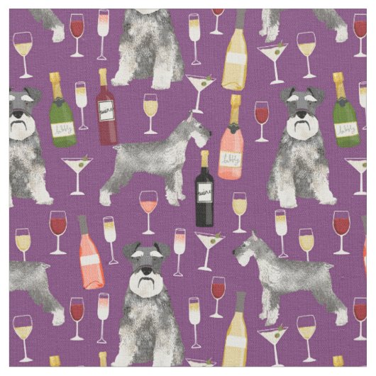 Schnauzer dog en wine paars stof (Close Up)