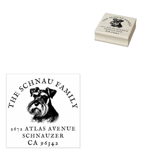 Schnauzer Dog Familienaam Retour Adres Rubberstempel (Gestempeld)