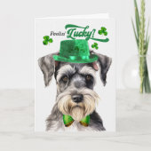Schnauzer Dog Feelin' Lucky St Patrick's Day Feestdagen Kaart (Voorkant)