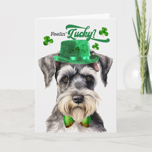 Schnauzer Dog Feelin' Lucky St Patrick's Day Feestdagen Kaart (Voorkant)