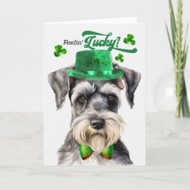 Schnauzer Dog Feelin' Lucky St Patrick's Day Feestdagen Kaart