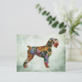 Schnauzer Dog Floral over groen Briefkaart (Staand voorkant)