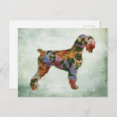 Schnauzer Dog Floral over groen Briefkaart (Voorkant / Achterkant)