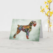 Schnauzer Dog Floral over groen Kaart (Gele Bloem)