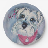 SCHNAUZER DOG FUN MONOGRAM FEEST PAPIEREN BORDJE (Voorkant)