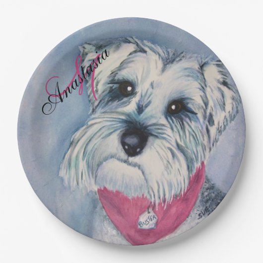 SCHNAUZER DOG FUN MONOGRAM FEEST PAPIEREN BORDJE (Voorkant)