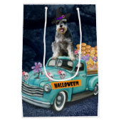 Schnauzer Dog Halloween Truck Scary Night Medium Cadeauzakje (Achterkant)