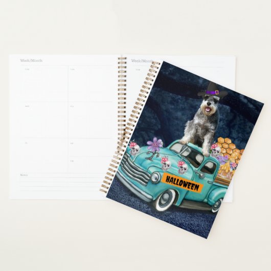Schnauzer Dog Halloween Truck Scary Night Planner (Display)