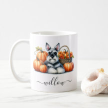 Schnauzer Dog Herfst Mok met gepersonaliseerde naa