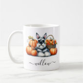 Schnauzer Dog Herfst Mok met gepersonaliseerde naa (Links)