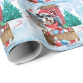 Schnauzer Dog in het sneeuwkersthuis Cadeaupapier (Rol Hoek)