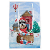 Schnauzer Dog in het sneeuwkersthuis Medium Cadeauzakje (Achterkant)