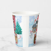 Schnauzer Dog in het sneeuwkersthuis Papieren Bekers (Rechts)