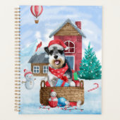 Schnauzer Dog in het sneeuwkersthuis Planner (Voorkant)