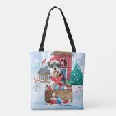 Schnauzer Dog in het sneeuwkersthuis Tote Bag (Achterkant)