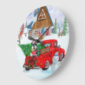 Schnauzer Dog in kerstcadeauwagen Grote Klok (Hoek)