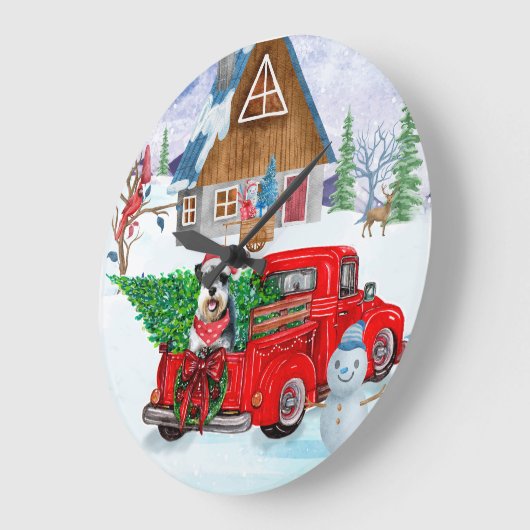 Schnauzer Dog in kerstcadeauwagen Grote Klok (Hoek)