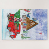 Schnauzer Dog in kerstcadeauwagen Legpuzzel (Horizontaal)