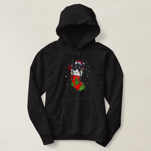 Schnauzer Dog in kerstsokken Funny Santa Schna Hoodie (Design voorkant)