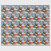 Schnauzer Dog in Sledge Let It Snow Christmas Cadeaupapier (Vlak)