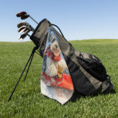 Schnauzer Dog in Sledge Let It Snow Christmas Golfhanddoek (Groen)